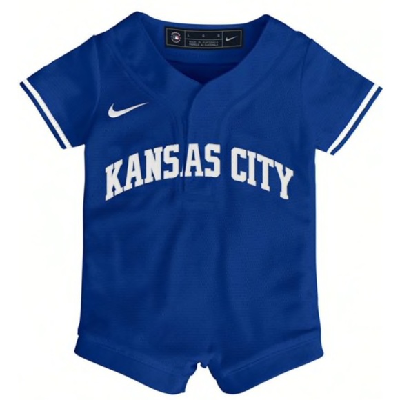 NWT genuine NIKE KANSAS CITY ROYALS BABY BLUE ROMPER JERSEY BASEBALL JERSEY - Picture 2 of 9